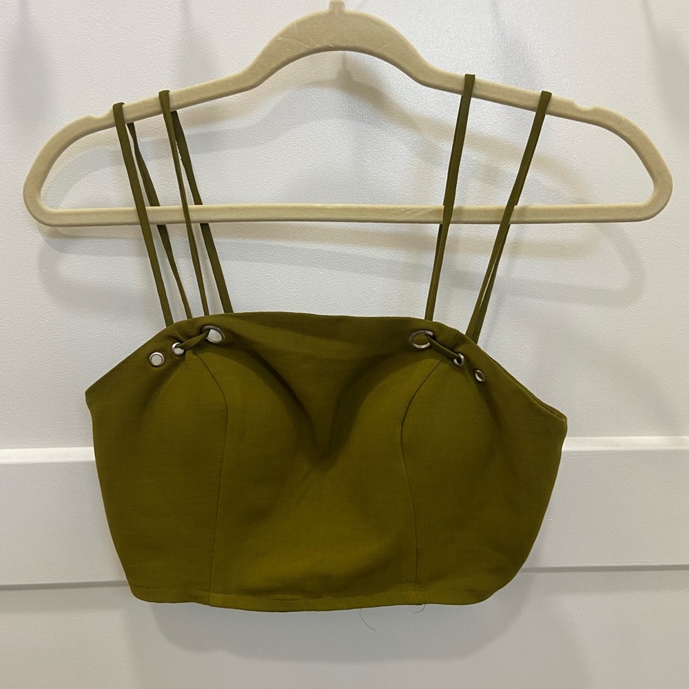 Stylish Olive Double-Strap Crop Top